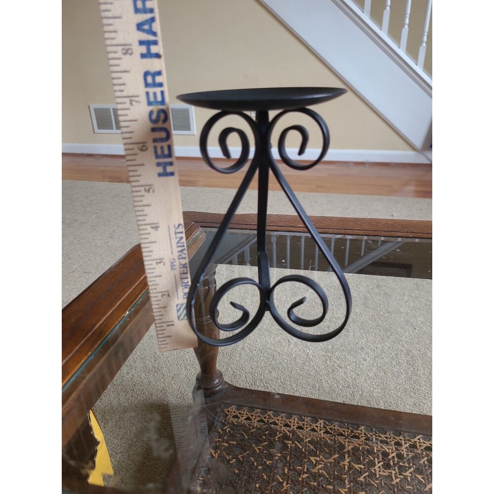 Lot of 3 Black Metal Pillar Candle Holders 4” Dia Graduated Heights - Picture 4 of 11
